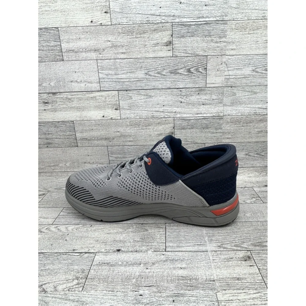 ZEBA Men's Athletic Shoes Gray Navy Orange Lace Up‎ Knit Sneakers Size 8.5